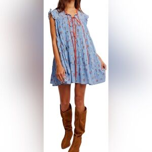 NWT Free People Sundown Mini Dress in Ditsy Print